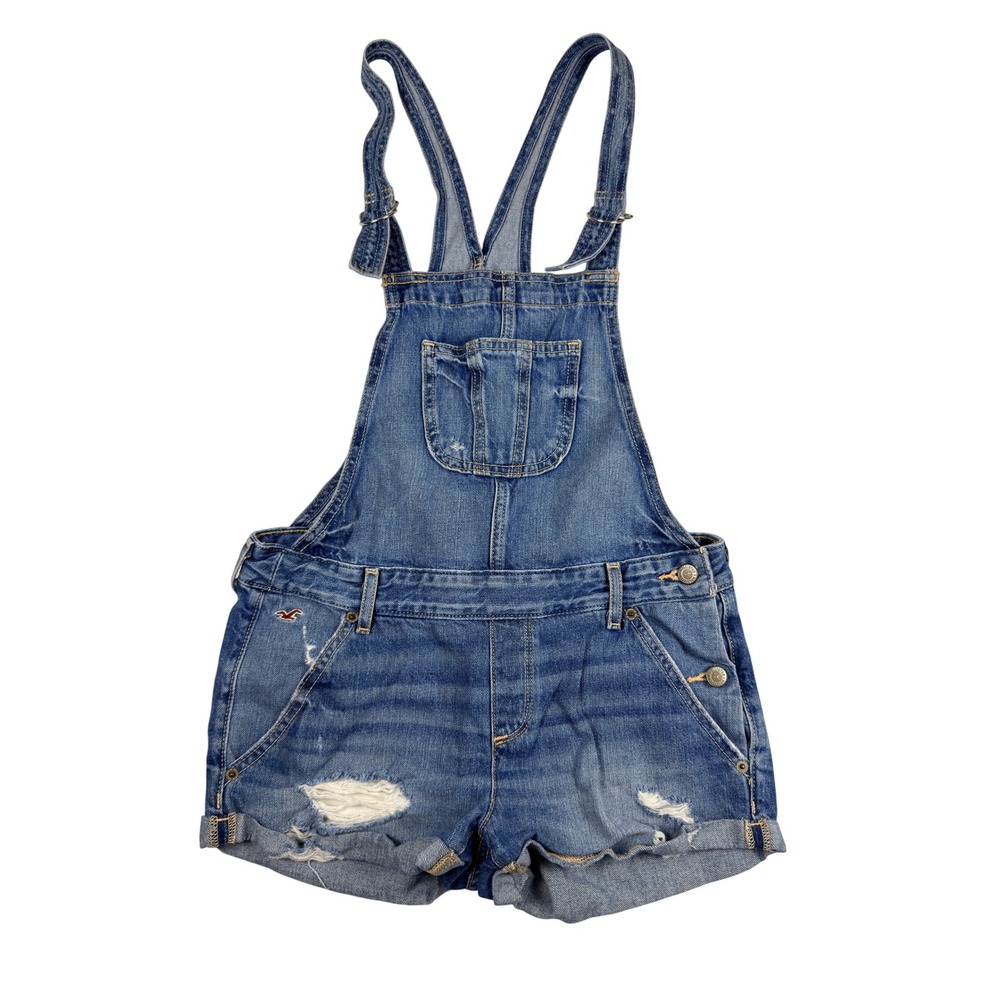 Y2K Hollister Blue Denim Shorts Overalls Distressed Juniors Small
